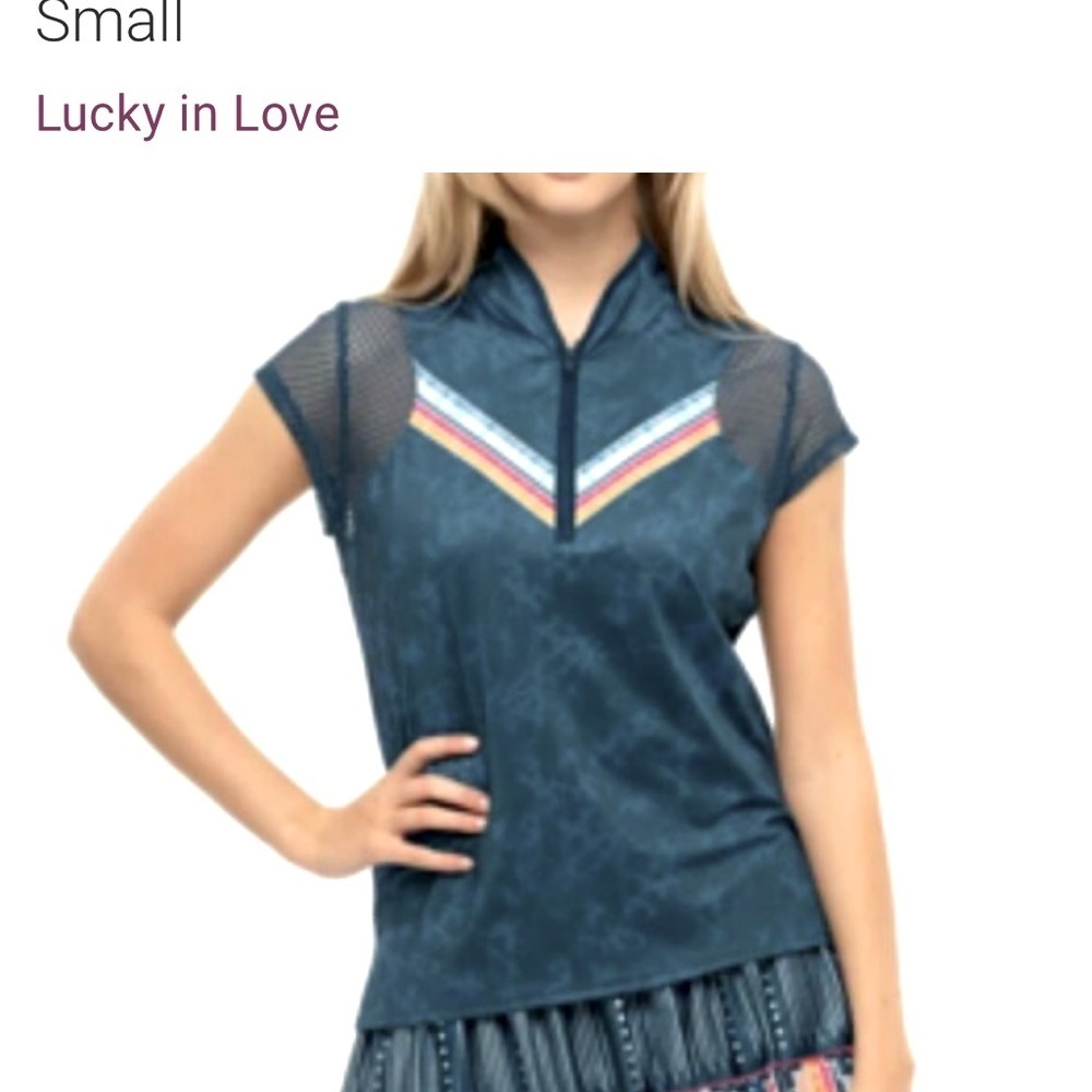 NWT Lucky in Love Performance Short Sleeve Feeling Inky Polo Shirt, size M
